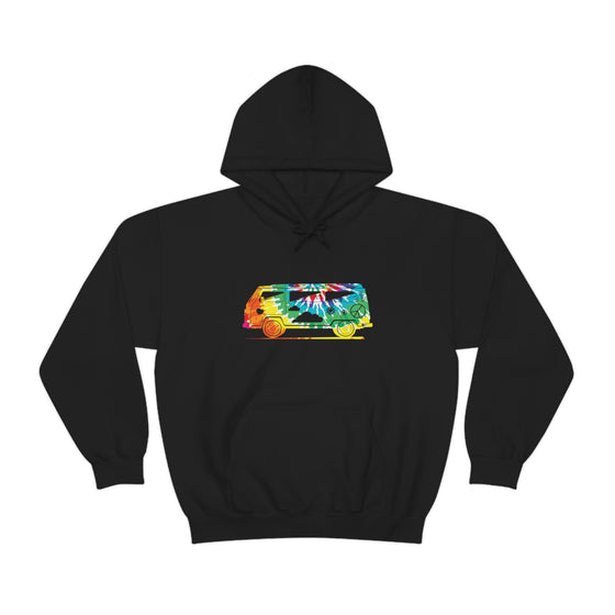 Chill Stitch – VW Tie-dye Van - Unisex Hooded Hoodie Sweatshirt – Embrace Your Vibe