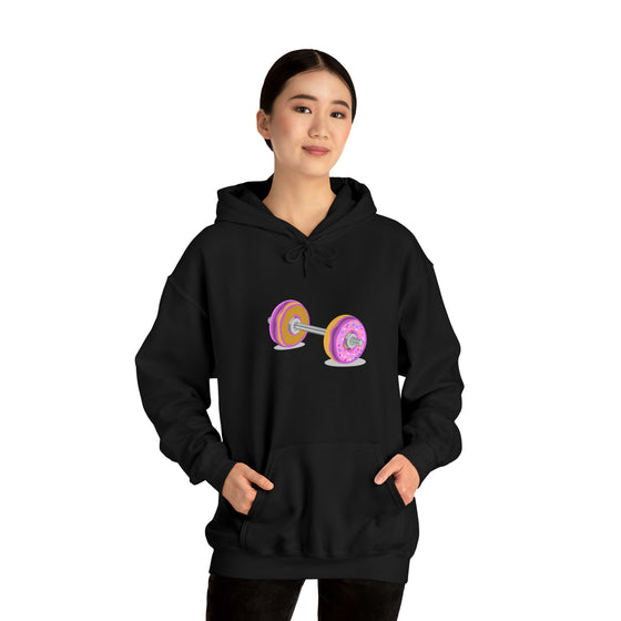 Doughnut Barbell Foodie Sweatshirt | Abstract Unisex Hooded Hoodie Sweatshirt