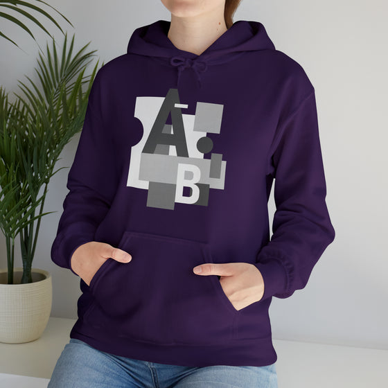 Abstract Shapes V8 Block Letters  | Abstract | Minimalist | Modern  Unisex Hooded Hoodie Sweatshirt | Embrace Your Vibe