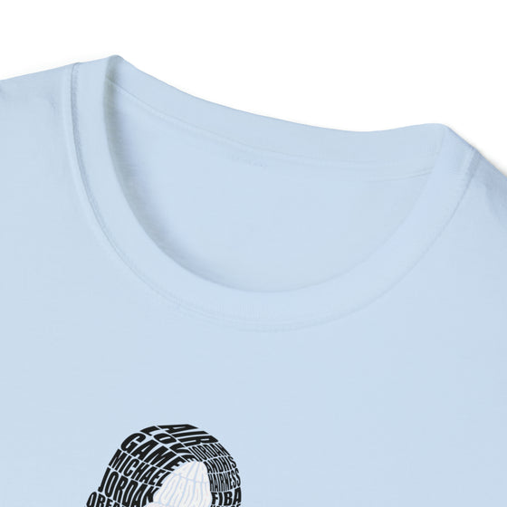 Michael Jordan Basketball |  Unisex Soft Style Tee T-Shirt  | Calligram Word Design