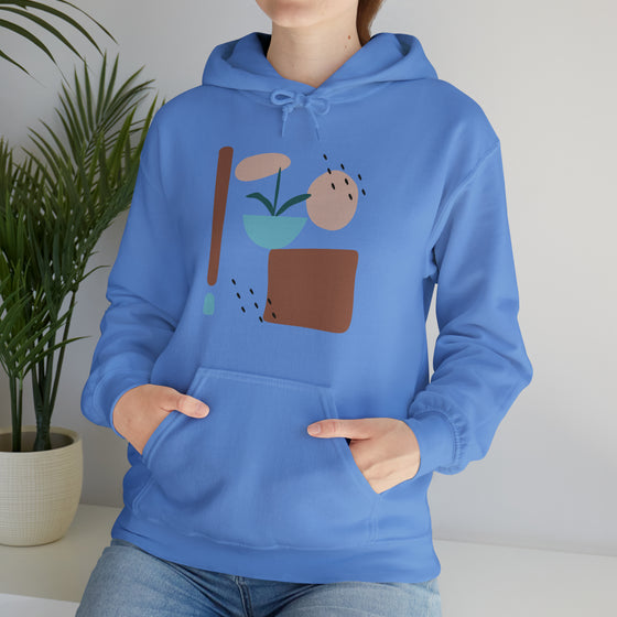 Abstract Shapes V11 Flower Pot Sun Rain | Abstract | Minimalist | Modern | Unisex Hooded Hoodie Sweatshirt | Embrace Your Vibe