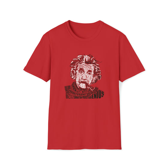Albert Einstein Science Physics | Unisex Soft Style Tee T-Shirt | Calligram Word Design