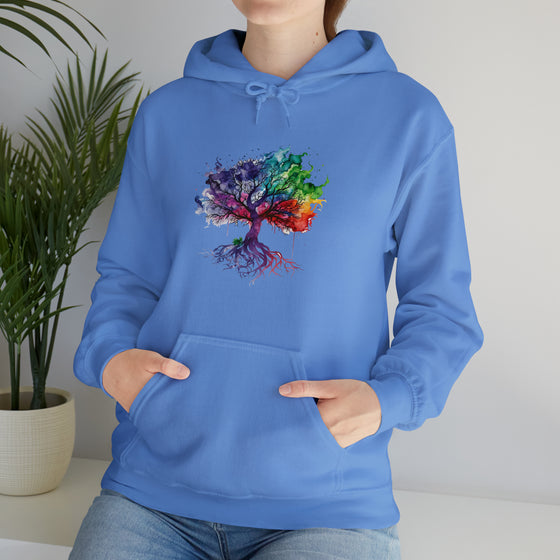 Hippie Sweatshirt | Tree of Life Watercolor Flowing Color V2 | Unisex Hooded Hoodie Sweatshirt