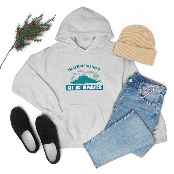 Chill Stitch – Get Lost in Paradise - Unisex Hooded Hoodie Sweatshirt – Embrace Your Vibe