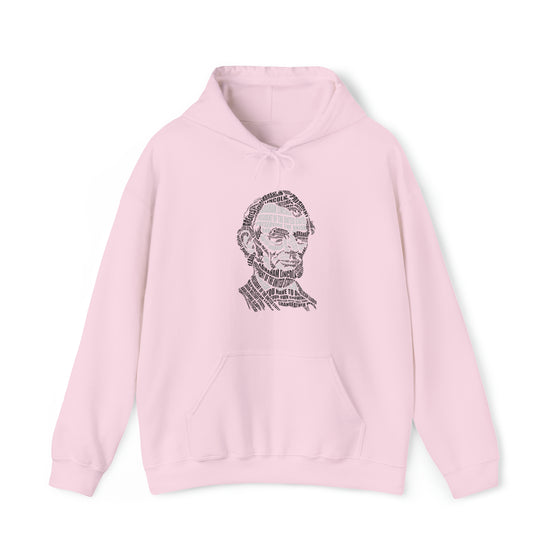 Abraham Lincoln | Unisex Hooded Hoodie Sweatshirt | Embrace Your Vibe | Calligram Word Design