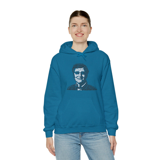 Bill Gates | Unisex Hooded Hoodie Sweatshirt | Embrace Your Vibe | Calligram Word Design