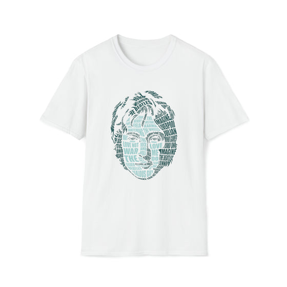 John Lennon Music | Unisex Soft Style Tee T-Shirt | Embrace Your Vibe | Calligram Word Design