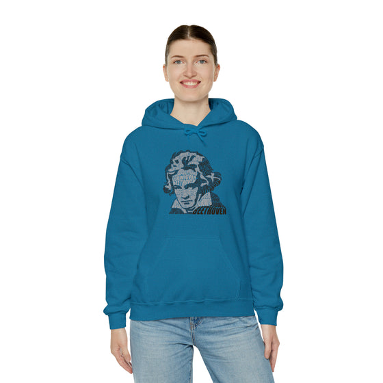 Ludwig van Beethoven Symphony Music | Unisex Hooded Hoodie Sweatshirt | Embrace Your Vibe | Calligram Word Design