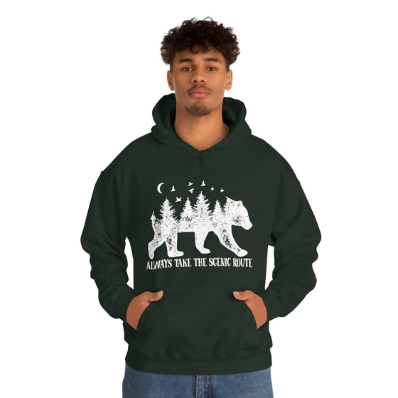 Bear Always Take Scenic Route | Unisex Hooded Hoodie Sweatshirt | Embrace Your Vibe