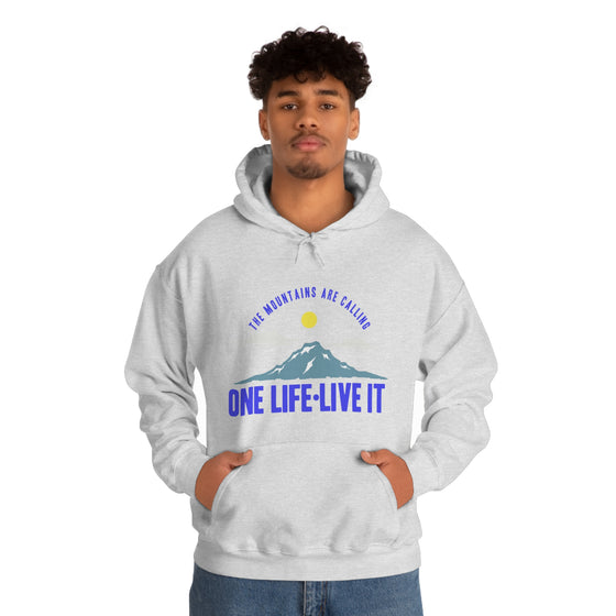 Chill Stitch – Mountains One Life Live It - Unisex Hooded Hoodie Sweatshirt – Embrace Your Vibe