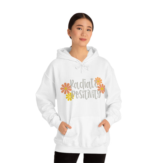 Chill Stitch – Radiate Positivity - Unisex Hooded Hoodie Sweatshirt – Embrace Your Vibe
