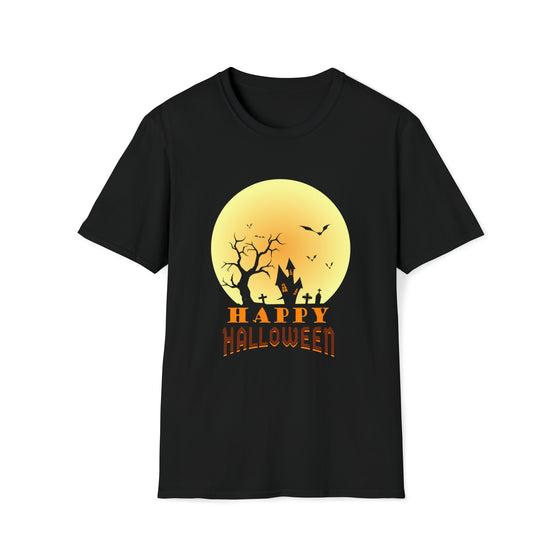 Halloween Shirt | Bats Night Sky Full Moon | Unisex Soft Style Tee T-Shirt