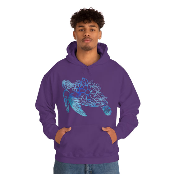 Floral Mandala Sea Turtle Sweatshirt | Unisex Hooded Hoodie Sweatshirt