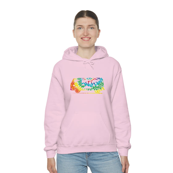 Chill Stitch – VW Tie-dye Van - Unisex Hooded Hoodie Sweatshirt – Embrace Your Vibe