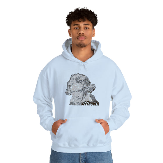 Ludwig van Beethoven Symphony Music | Unisex Hooded Hoodie Sweatshirt | Embrace Your Vibe | Calligram Word Design