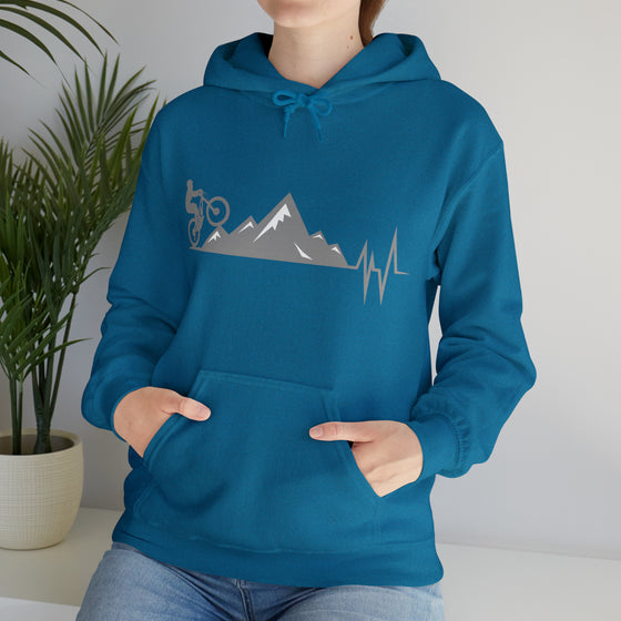 Bike Sweatshirt | MTB Mountain Heartbeat Bike Mountain Biking | Unisex Hooded Hoodie Sweatshirt