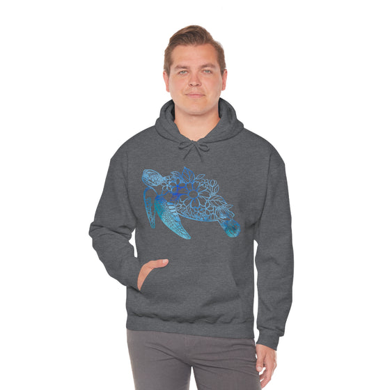 Floral Mandala Sea Turtle Sweatshirt | Unisex Hooded Hoodie Sweatshirt