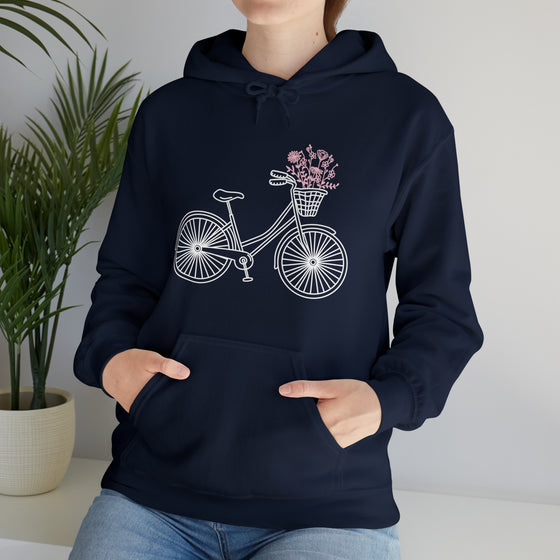Bicycle Wildflower Basket Bike Biking | Unisex Hooded Hoodie Sweatshirt | Embrace Your Vibe