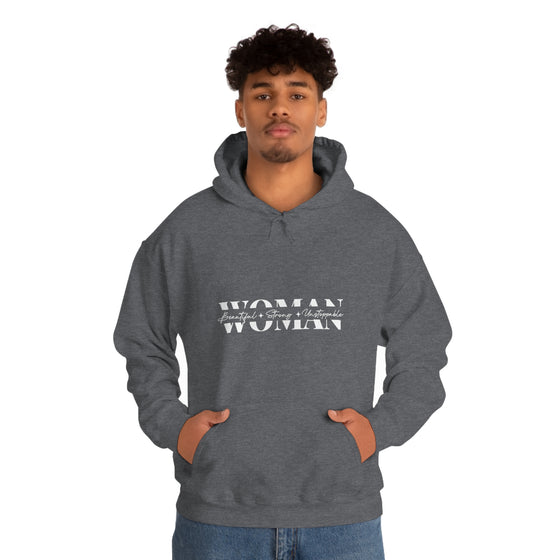 Chill Stitch – Woman Beautiful Strong - Unisex Hooded Hoodie Sweatshirt – Embrace Your Vibe