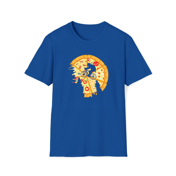 Pizza Moon Bike Ride Shirt | Abstract Unisex Soft Style Tee T-Shirt