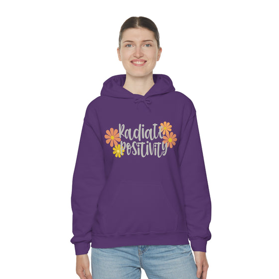 Chill Stitch – Radiate Positivity - Unisex Hooded Hoodie Sweatshirt – Embrace Your Vibe