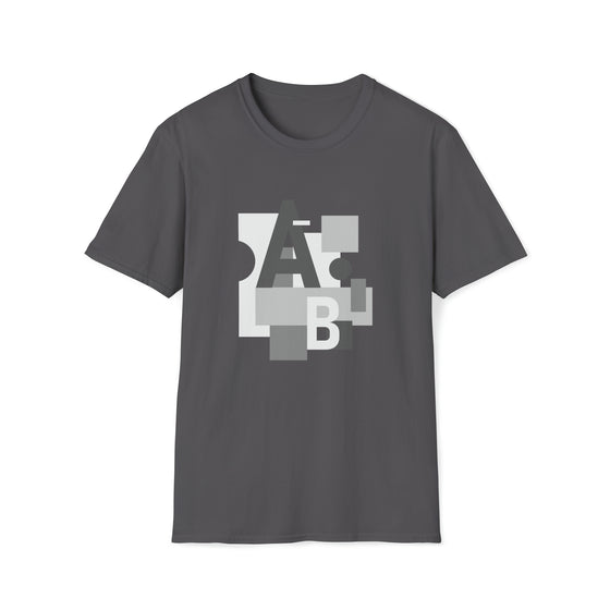 Abstract Letter Shapes V8 | Unisex Soft Style Tee T-Shirt | Embrace Your Vibe