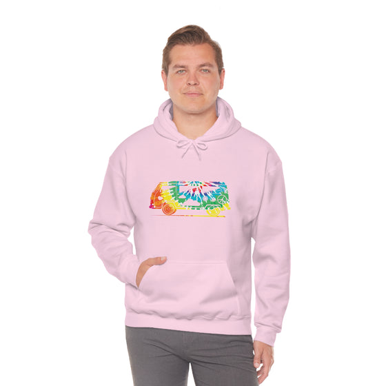 Chill Stitch – VW Tie-dye Van - Unisex Hooded Hoodie Sweatshirt – Embrace Your Vibe