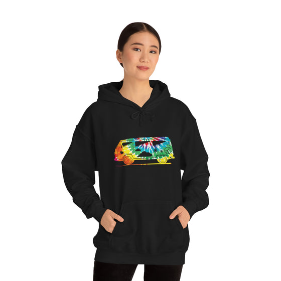 Chill Stitch – VW Tie-dye Van - Unisex Hooded Hoodie Sweatshirt – Embrace Your Vibe