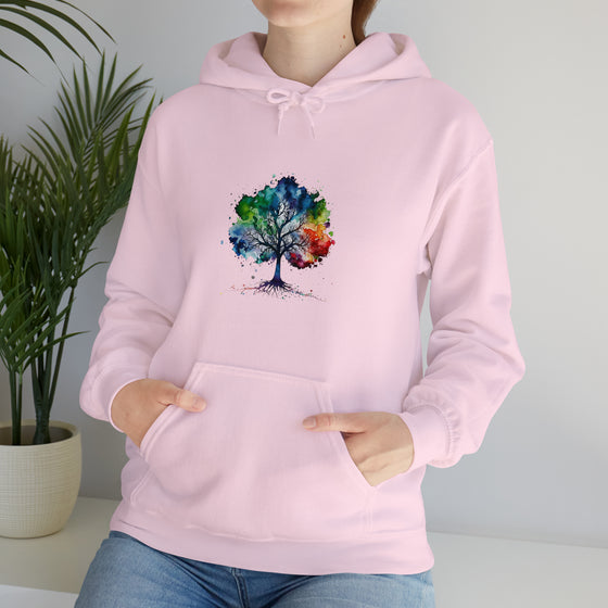 Lake Hoodie | Tree of Life Watercolor Color Burst V3 | Unisex Hooded Hoodie Sweatshirt