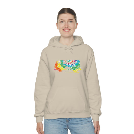 Chill Stitch – VW Tie-dye Van - Unisex Hooded Hoodie Sweatshirt – Embrace Your Vibe