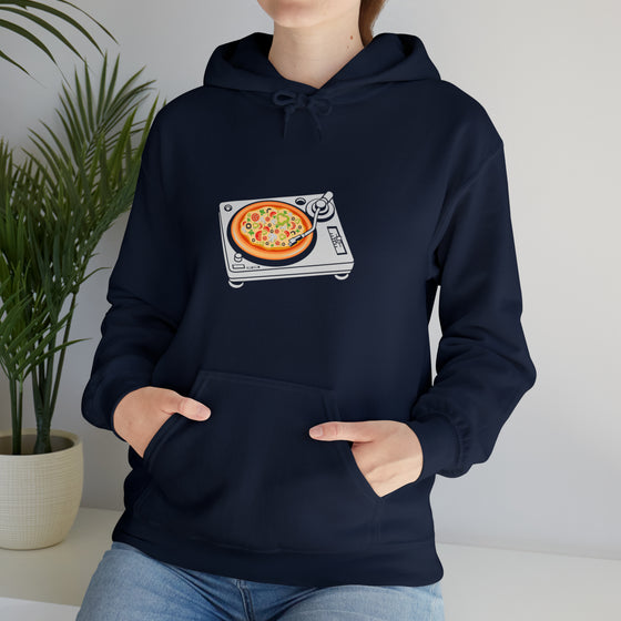 Pizza Scratch Record Player Sweatshirt | Abstract Unisex Hooded Hoodie Sweatshirt