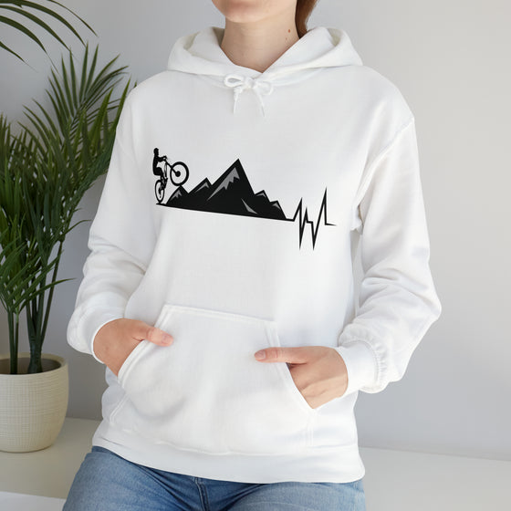 Bike Sweatshirt | MTB Mountain Heartbeat Bike Mountain Biking | Unisex Hooded Hoodie Sweatshirt