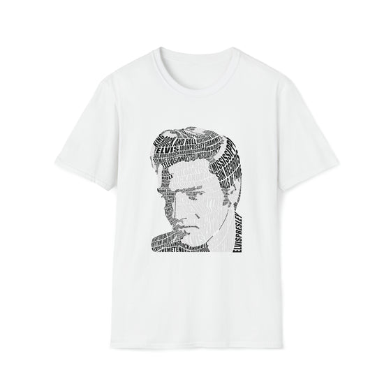 Elvis Presley Music Rock and Roll  | Unisex Soft Style Tee T-Shirt | Embrace Your Vibe | Calligram Word Design