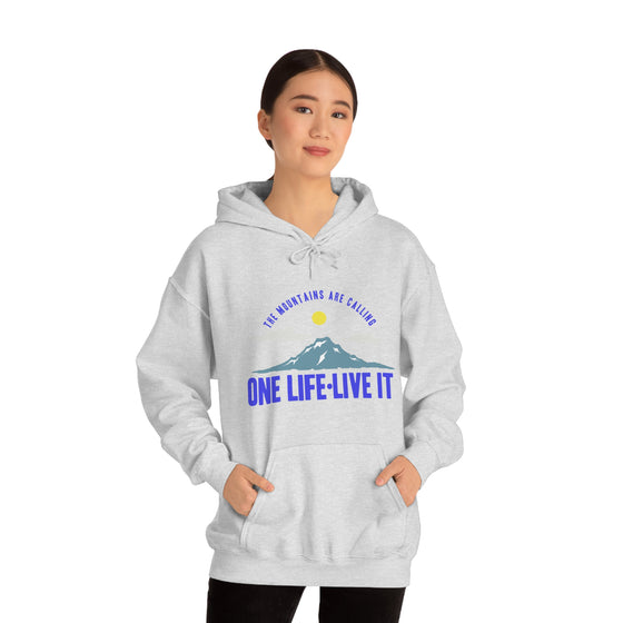 Chill Stitch – Mountains One Life Live It - Unisex Hooded Hoodie Sweatshirt – Embrace Your Vibe