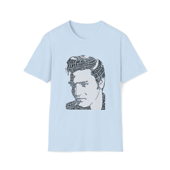 Elvis Presley Music Rock and Roll  | Unisex Soft Style Tee T-Shirt | Embrace Your Vibe | Calligram Word Design