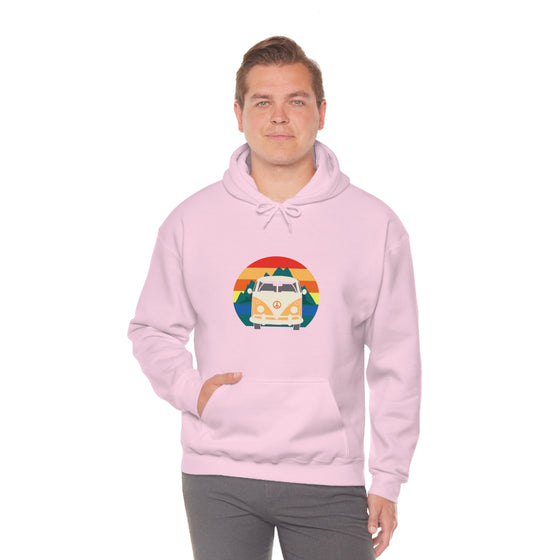 Chill Stitch – VW Van Mountains - Unisex Hooded Hoodie Sweatshirt – Embrace Your Vibe