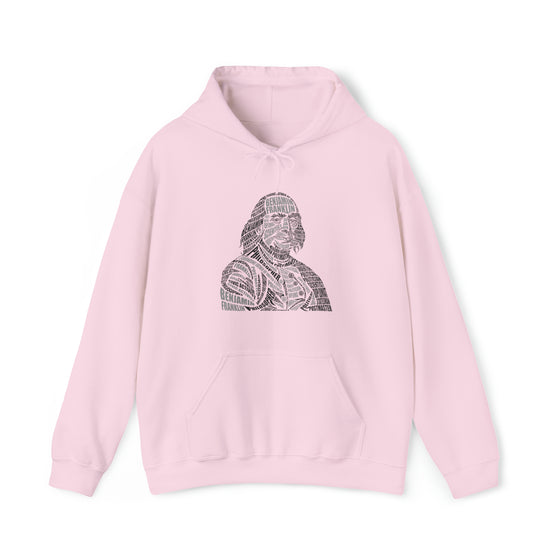 Benjamin Franklin | Unisex Hooded Hoodie Sweatshirt | Embrace Your Vibe | Calligram Word Design