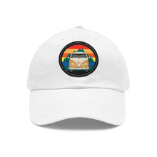  Hippie Hat | VW Bus Mountain Sunset Circle Leather Patch Baseball Cap