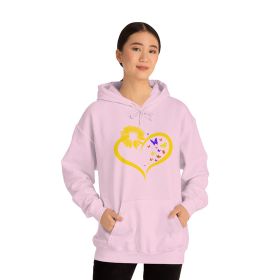 Butterflies Sunflower | Unisex Hooded Hoodie Sweatshirt | Embrace Your Vibe