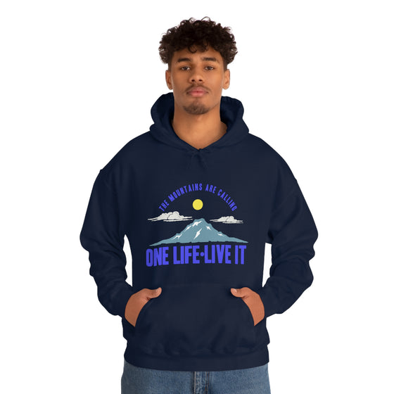 Chill Stitch – Mountains One Life Live It - Unisex Hooded Hoodie Sweatshirt – Embrace Your Vibe