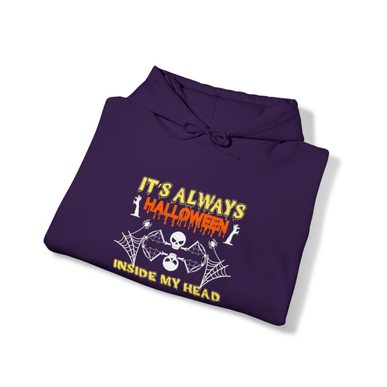 Halloween Sweatshirt | Always Halloween Inside My Head | Unisex Hooded Hoodie Sweatshirt