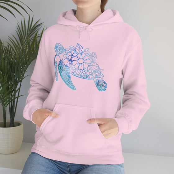 Floral Mandala Sea Turtle Sweatshirt | Unisex Hooded Hoodie Sweatshirt