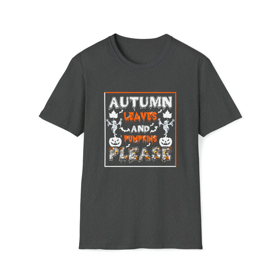 Halloween Shirt | Autumn Leaves And Pumpkins Please Shirt | Unisex Soft Style Tee T-Shirt