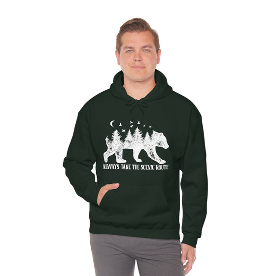 Bear Always Take Scenic Route | Unisex Hooded Hoodie Sweatshirt | Embrace Your Vibe