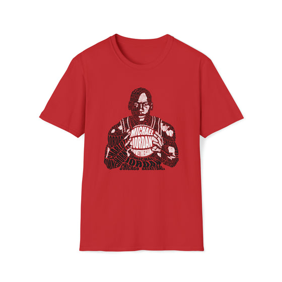 Michael Jordan Basketball |  Unisex Soft Style Tee T-Shirt  | Calligram Word Design