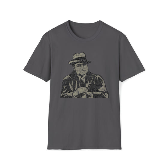 Al Capone Gangster | Unisex Soft Style Tee T-Shirt | Embrace Your Vibe | Calligram Word Design