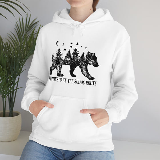Bear Always Take Scenic Route | Unisex Hooded Hoodie Sweatshirt | Embrace Your Vibe