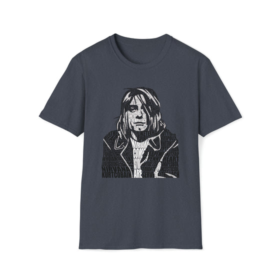 Kurt Cobain Music Grunge | Unisex Soft Style Tee T-Shirt | Embrace Your Vibe | Calligram Word Design