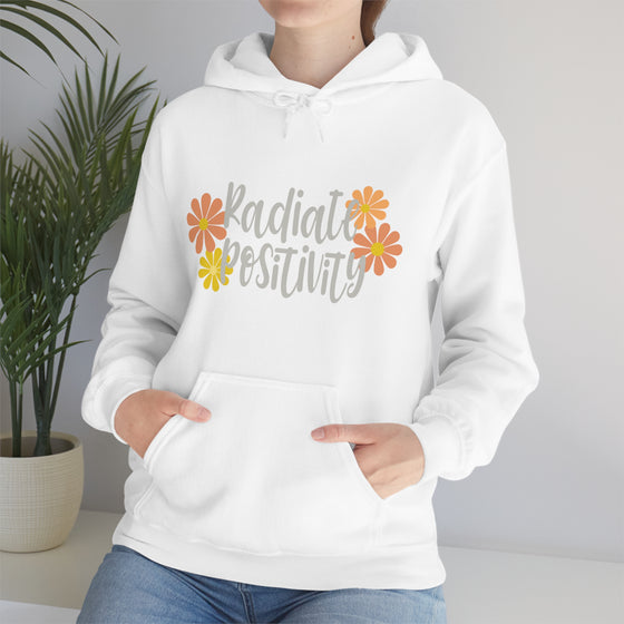 Chill Stitch – Radiate Positivity - Unisex Hooded Hoodie Sweatshirt – Embrace Your Vibe