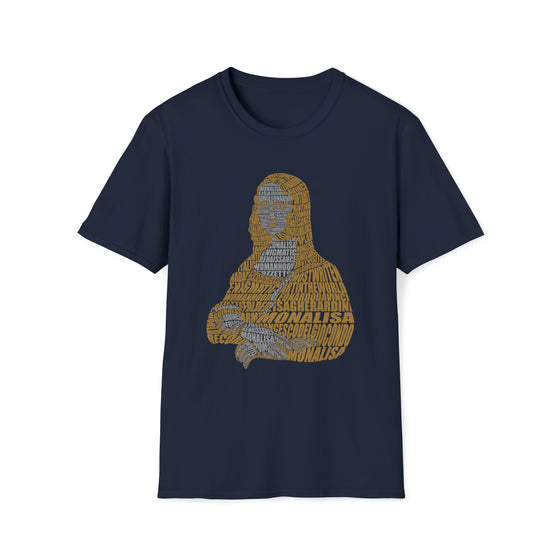 Mona Lisa France | Unisex Soft Style Tee T-Shirt  | Calligram Word Design